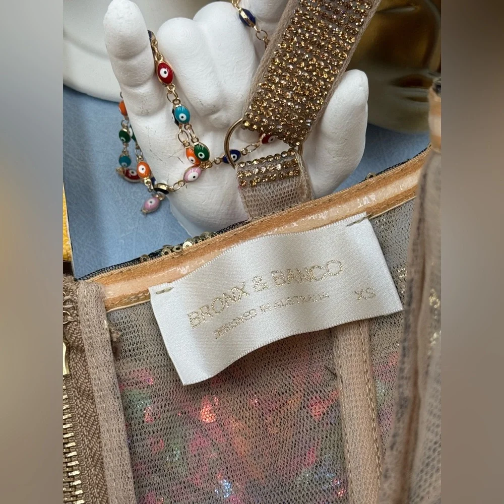 🆕 BRONX & BANCO 🧿 NWOT Mademoiselle Floral Sequin Fit-&-Flare Dress Sz XS US 2 - Picture 13 of 16